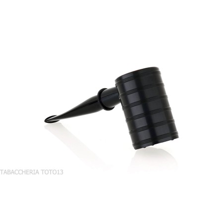 Tsuge Thunderstorm Black G9 Pfeife mit schwarzem Metall bedeckt - Tabakpfeifen