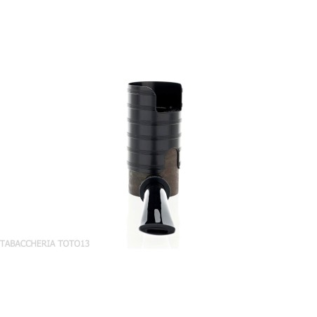 Tsuge Thunderstorm Black G9 Pfeife mit schwarzem Metall bedeckt - Tabakpfeifen