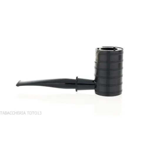 Tsuge Thunderstorm Black G9 pipe de fumer recouvert de métal noir - Pipe Pour le Tabac - Racine naturelle, Métal