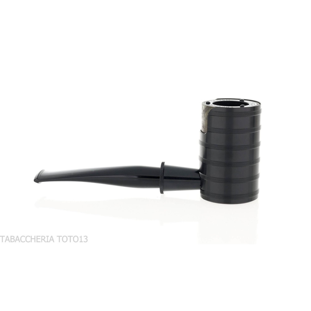 Tsuge Thunderstorm Black G9 smoking pipe covered in black metal - Tobacco Pipes - Natural root, Metal