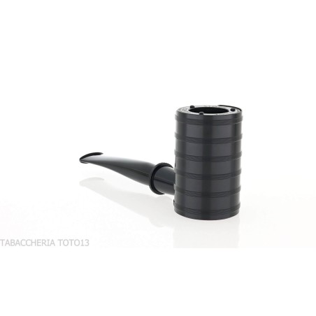 Tsuge Thunderstorm Black G9 smoking pipe covered in black metal - Tobacco Pipes - Natural root, Metal