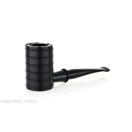 Tsuge Thunderstorm Black G9 Pfeife mit schwarzem Metall bedeckt - Tabakpfeifen