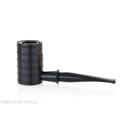 Tsuge Thunderstorm Black G9 smoking pipe covered in black metal - Tobacco Pipes - Natural root, Metal