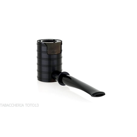 Tsuge Thunderstorm Black G9 smoking pipe covered in black metal - Tobacco Pipes - Natural root, Metal