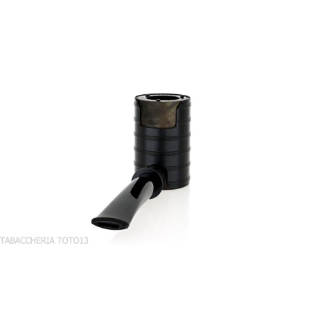Tsuge Thunderstorm Black G9 smoking pipe covered in black metal - Tobacco Pipes - Natural root, Metal