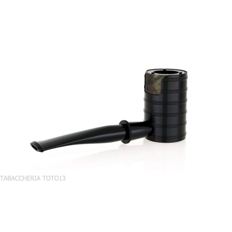Tsuge Thunderstorm Black G9 Pfeife mit schwarzem Metall bedeckt - Tabakpfeifen