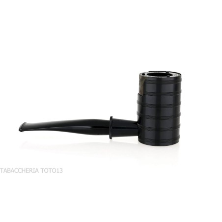 Tsuge Thunderstorm Black G9 smoking pipe covered in black metal - Tobacco Pipes - Natural root, Metal