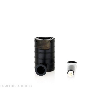 Tsuge Thunderstorm Black G9 Pfeife mit schwarzem Metall bedeckt - Tabakpfeifen