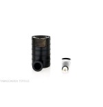 Tsuge Thunderstorm Black G9 Pfeife mit schwarzem Metall bedeckt - Tabakpfeifen