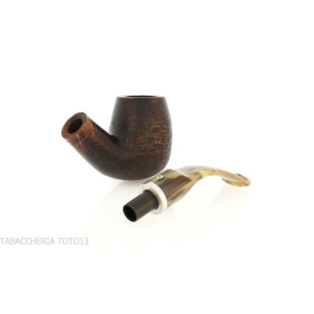 Revolution Mammuth pipe curved billiard shape in sandblasted briar - Tobacco Pipes - Natural root