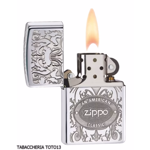 Zippo amerikanischen klassischen Chrom-Finish Spiegel eingraviert Benzin - Feuerzeuge
