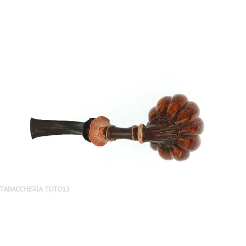 C-pipe Wang forma bocciolo di fiore finitura radica naturale - Pipe