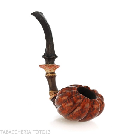 C-pipe Wang flower bud shape pipe natural briar finish - Tobacco Pipes - Natural root