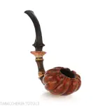 C-pipe Wang forma bocciolo di fiore finitura radica naturale - Pipe