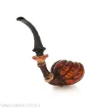 C-pipe Wang forma bocciolo di fiore finitura radica naturale - Pipe