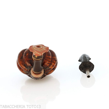 C-Pipe Wang pipe en forme de bouton floral, finition en bruyère naturelle - Pipe Pour le Tabac - Racine naturelle