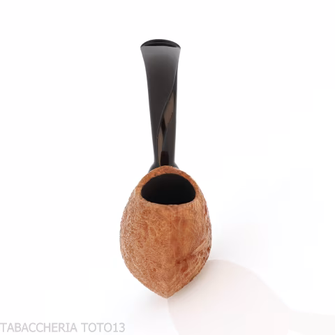 C-pipe Wang tobacco pipe Vest Pocket shape in light sandblasted briar - Tobacco Pipes - Natural root