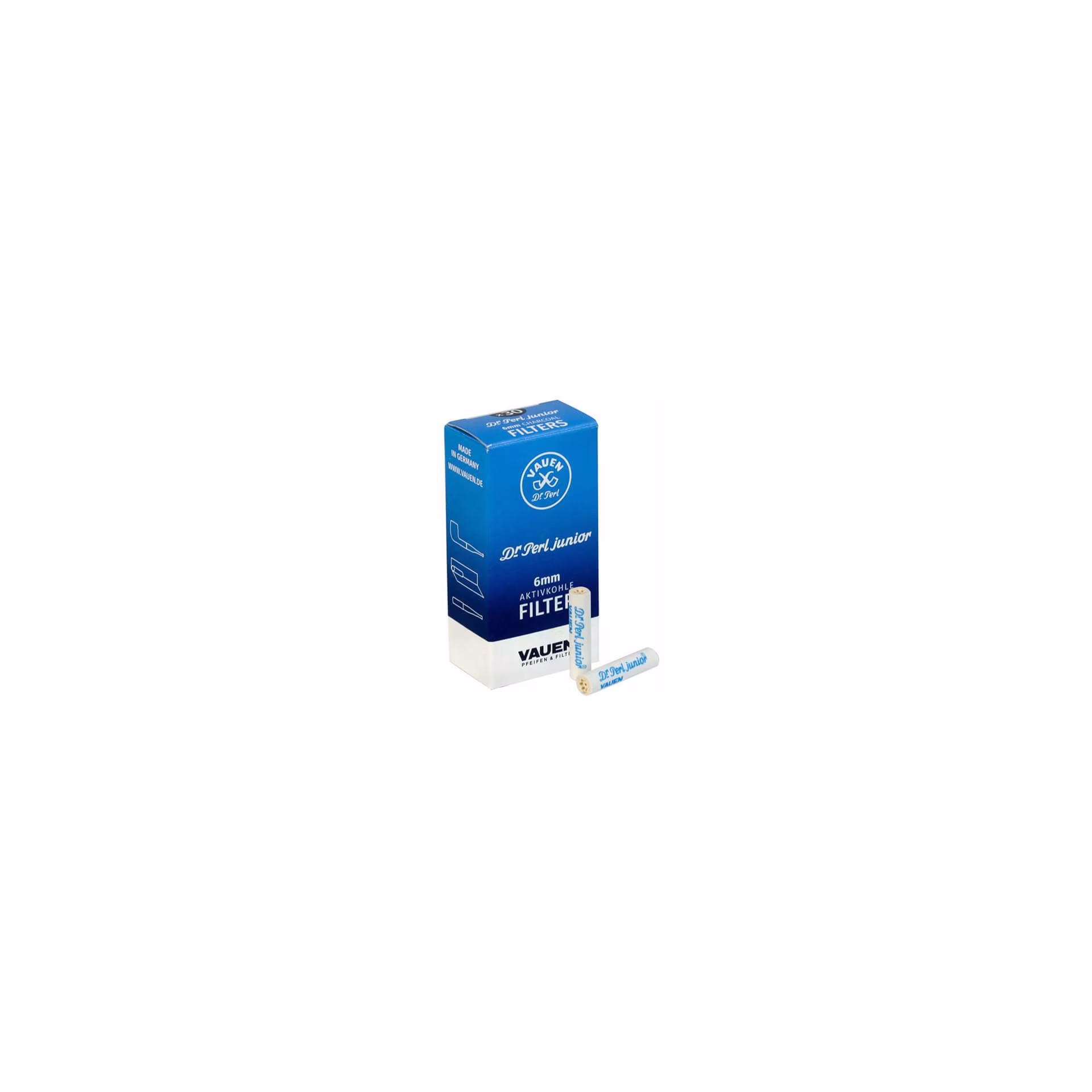 Vauen Dr Perl Junior Slim 6 mm Aktivkohlefilter 30 Stück - Zubehör für Tabakpfeifen