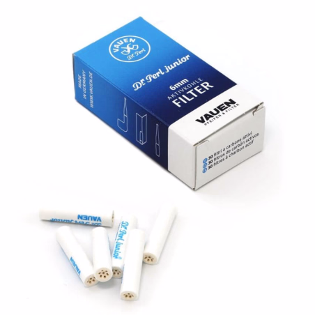 Vauen Dr Perl Junior slim Filtri 6 mm al carbone attivo 30 pezzi - Accessori Per Pipe
