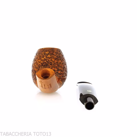 Mastro de Paja forma apple semicurva in radica rusticata - Pipe