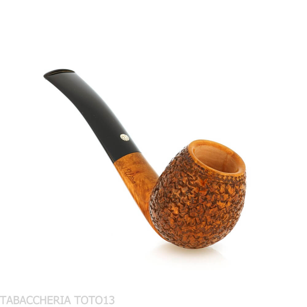 Mastro de Paja semi-curved apple shape in rusticated briar - Mastro de Paja