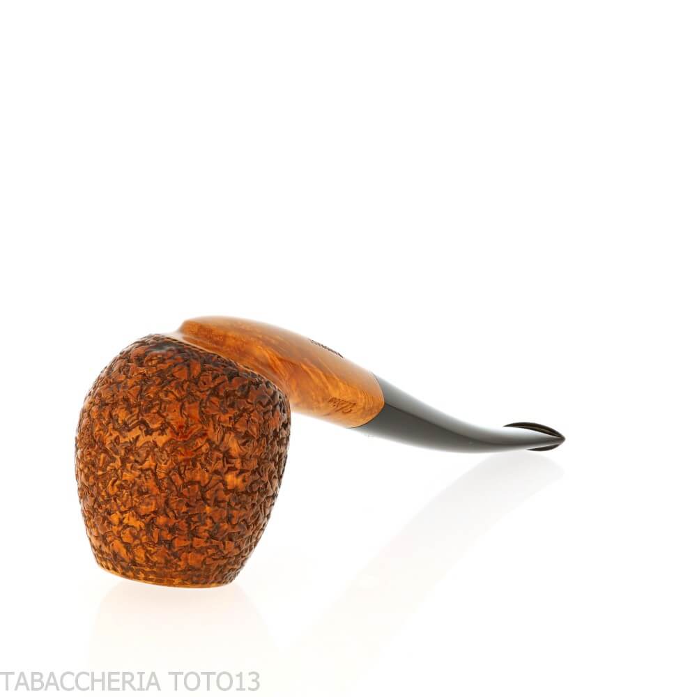 Mastro de Paja semi-curved apple shape in rusticated briar - Mastro de Paja