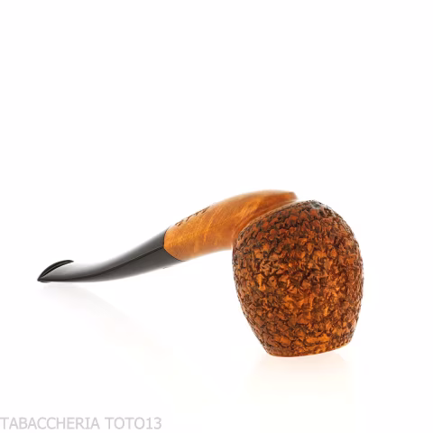 Mastro de Paja forma apple semicurva in radica rusticata - Pipe