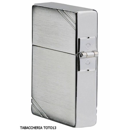 Vintage zippo replica 1935 brushed chrome and decorations diagonals - Lighters - Brass