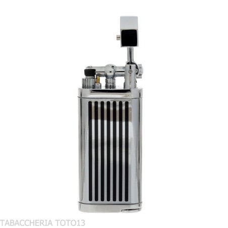 Oldie flint lighter for pipes chrome finish and black stripes - Lighters - Metal