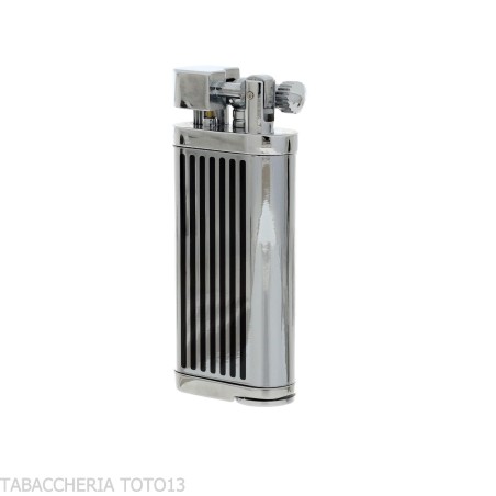 Oldie flint lighter for pipes chrome finish and black stripes - Lighters - Metal