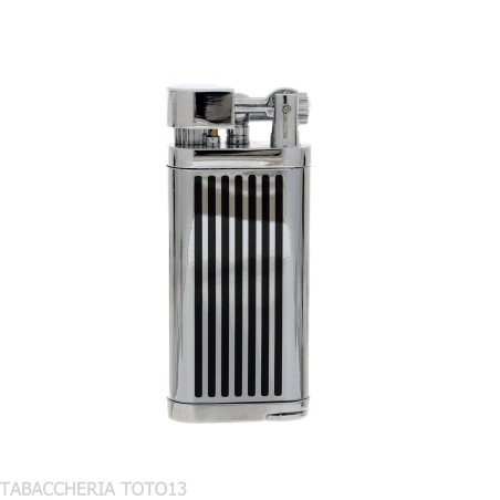 Oldie flint lighter for pipes chrome finish and black stripes - Lighters - Metal