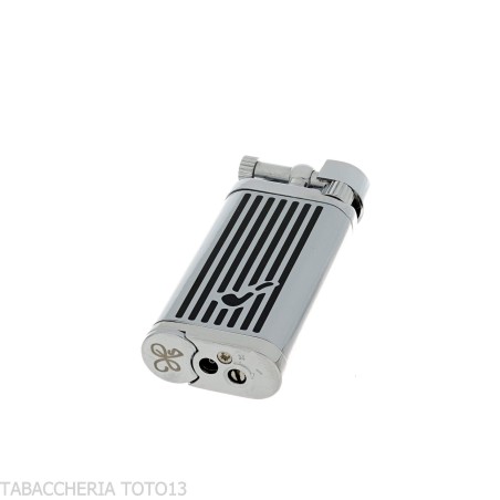 Oldie flint lighter for pipes chrome finish and black stripes - Lighters - Metal