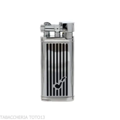Oldie briquet à pierre pour pipes finition chromée et bandes noires - Briquets - Métal