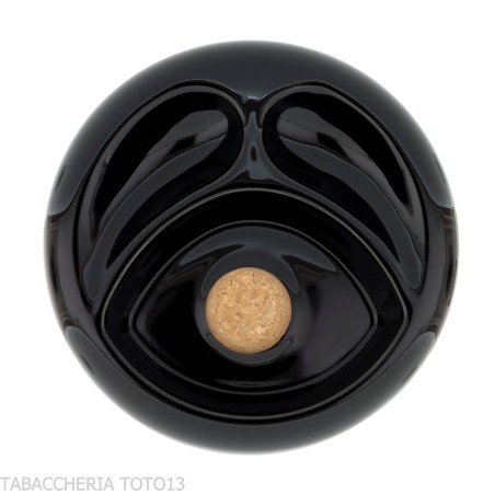 Cenicero de cerámica negro de 2 plazas con tapón de corcho - Accesorios para pipas de tabaco