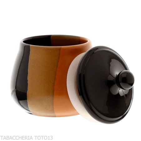 Vaso ceramica nera e marrone per tabacco da pipa o sigaretta - Accessori Per Pipe