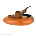 Cendrier en céramique noir et marron 2 pipes avec batteur de pipe en liège - Accessoires pour pipes - Céramique