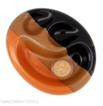 Black and brown ceramic ashtray 2 pipes with cork pipe beater - Accessories for tobacco pipes - Ceramic