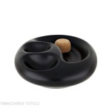Posacenere in ceramica nera opaca 2 pipe con sughero battipipa - Accessori Per Pipe