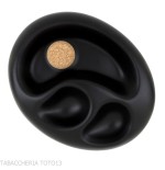 Posacenere in ceramica nera opaca 2 pipe con sughero battipipa - Accessori Per Pipe