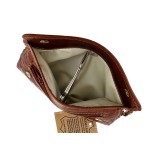 Borsa per 2 pipe e tabacco in pelle marrone stampata a incrocio - Accessori Per Pipe