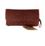 Bolsa de piel marrón con estampado cruzado para 2 pipas y tabaco - Accesorios para pipas de tabaco