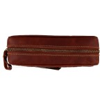 Borsa per 2 pipe e tabacco in pelle marrone stampata a incrocio - Accessori Per Pipe