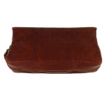 Borsa per 2 pipe e tabacco in pelle marrone stampata a incrocio - Accessori Per Pipe