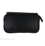 Black leather 2 pipe 2 accessories and tobacco case - Accessories for tobacco pipes - Leather