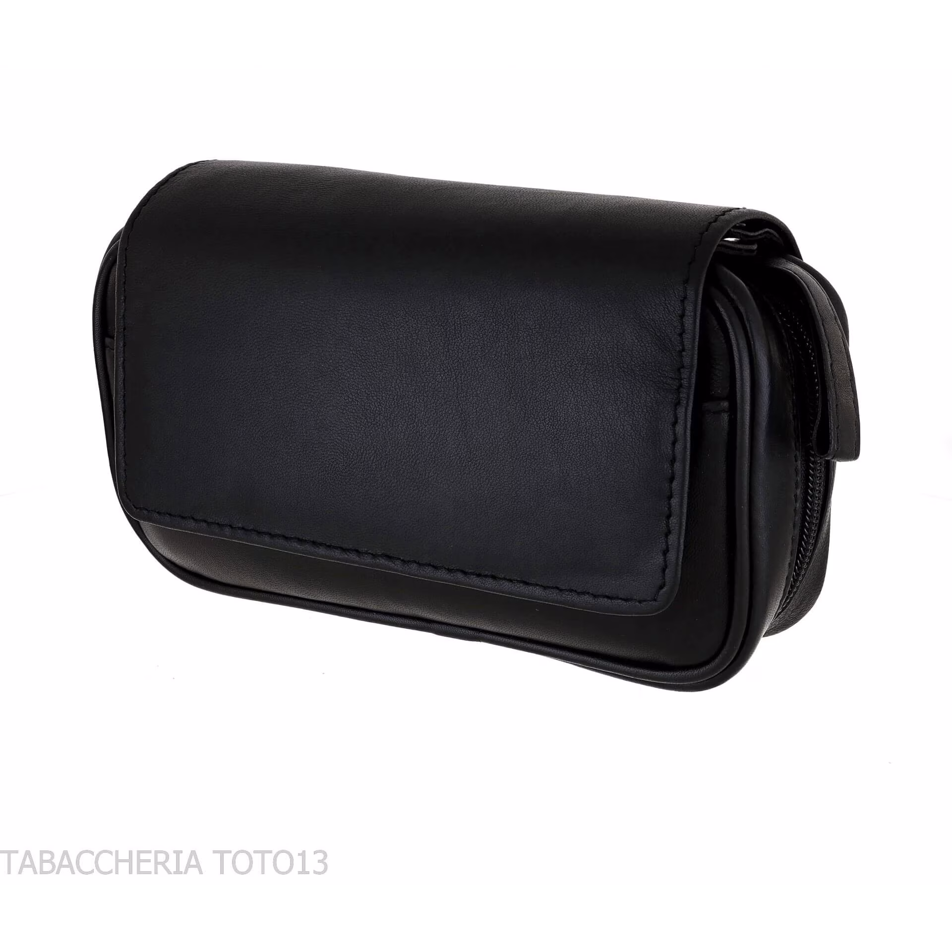 Black leather 2 pipe 2 accessories and tobacco case - Accessories for tobacco pipes - Leather
