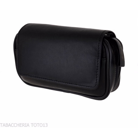 Bauletto per 2 pipe 2 accessori e tabacco in pelle nera - Accessori Per Pipe