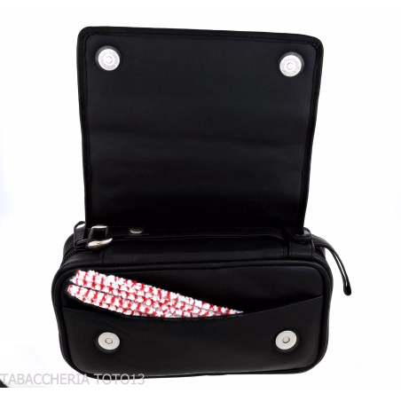 Bauletto per 2 pipe 2 accessori e tabacco in pelle nera - Accessori Per Pipe