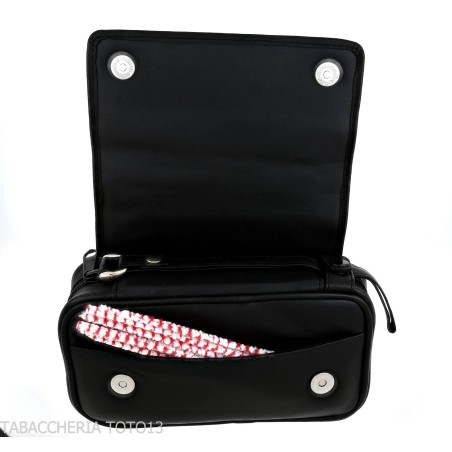 Black leather 2 pipe 2 accessories and tobacco case - Accessories for tobacco pipes - Leather