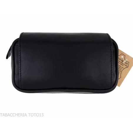 Bauletto per 2 pipe 2 accessori e tabacco in pelle nera - Accessori Per Pipe