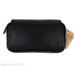 Black leather 2 pipe 2 accessories and tobacco case - Accessories for tobacco pipes - Leather